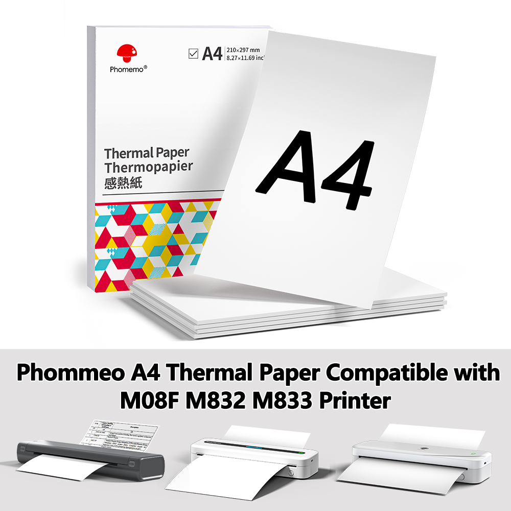 Commercial Label Printing Machine - Phomemo-ポータブルサーマルプリンターペーパー,速乾性,m08f,m832,a4,オフィス,ビジネス,100枚と互換性があります