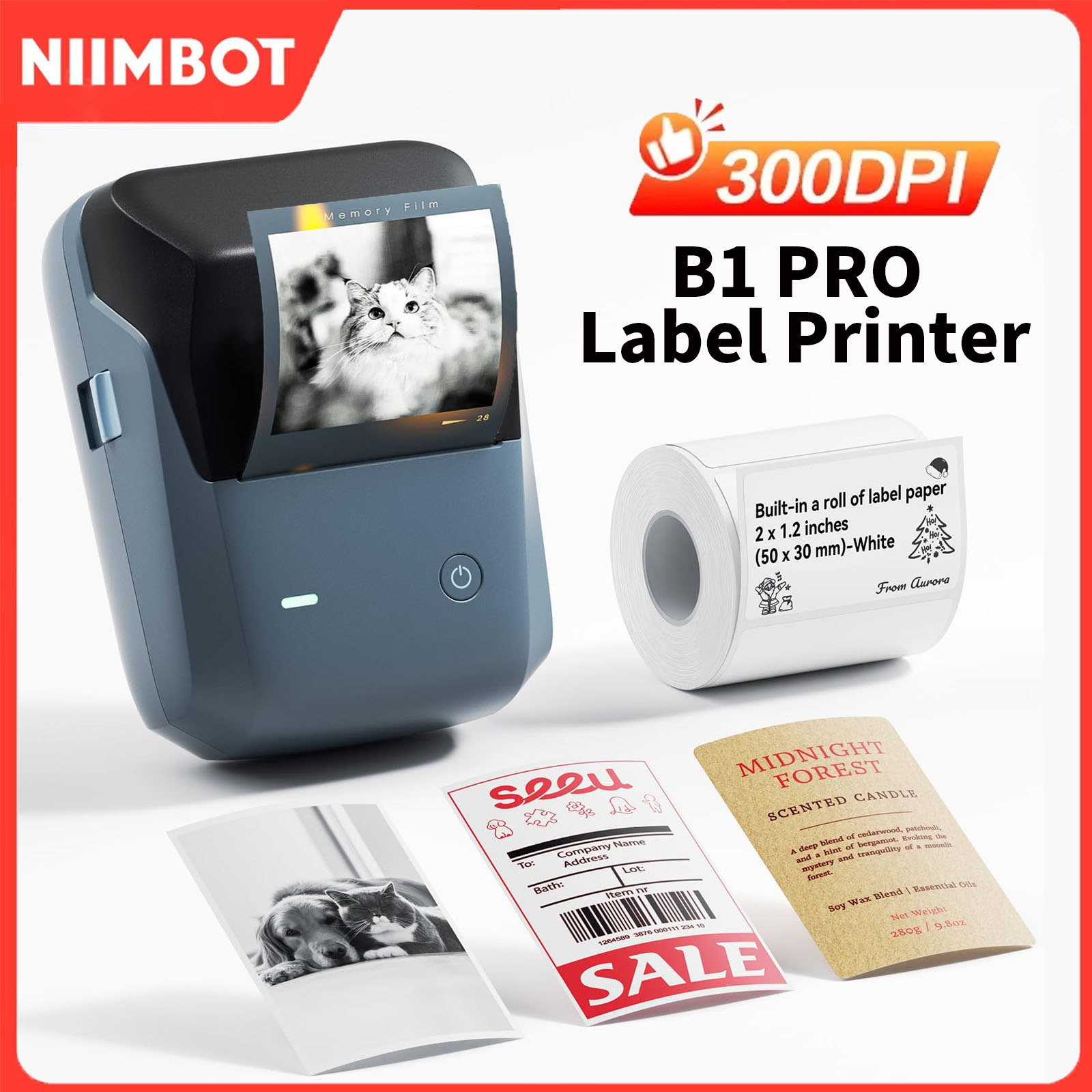 Commercial Printing Network - Niimbot B1/B1PRO ラベルプリンター 200/300 DPI 赤黒カラー印刷