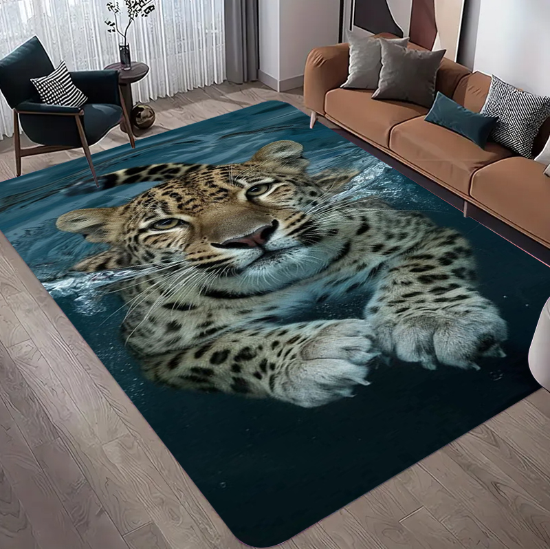 Commercial Printing Format - ヒョウ柄ラグリアルな動物パンサラ・パルダスプリントカーペットサファリ家の装飾ソフト滑り止めフロアマットリビングルーム用