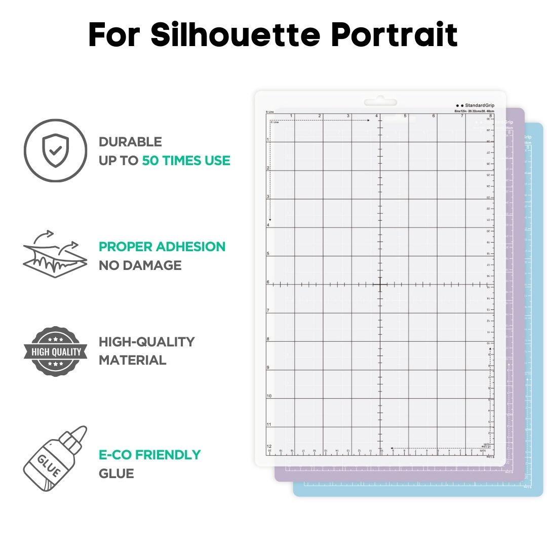 Plotter Cutting Mat - シルエットポートレート用カッティングマット 8X12インチ スタンダード/ライト/ストロング/粘着タイプ シルエットポートレートアクセサリー用 耐久性あり