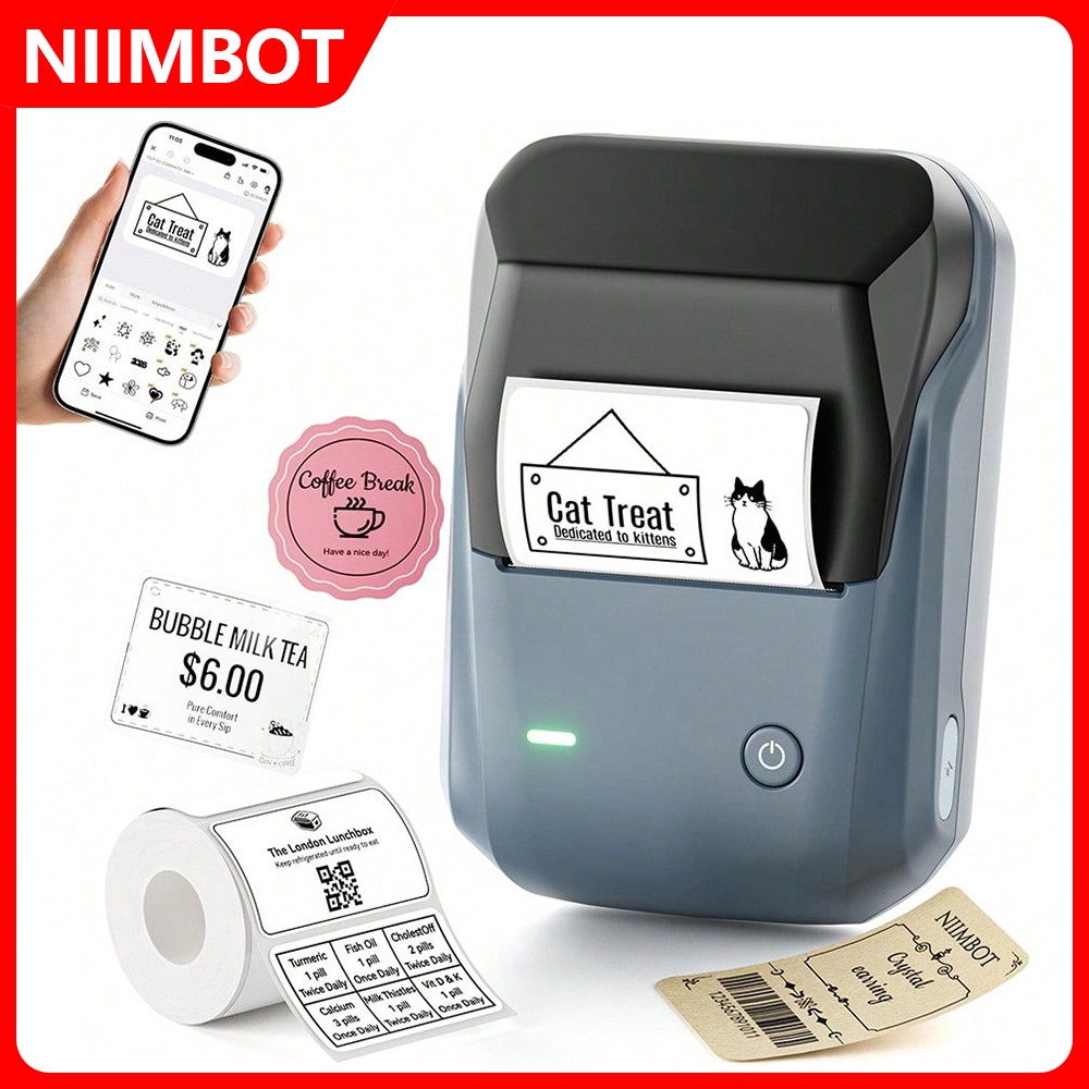Commercial Printing Network - NIIMBOT B1 ポータブルサーマルプリンター 2インチ粘着ミニプリンター モバイルワイヤレスBluetooth オフィス用タグステッカーラベルメーカー