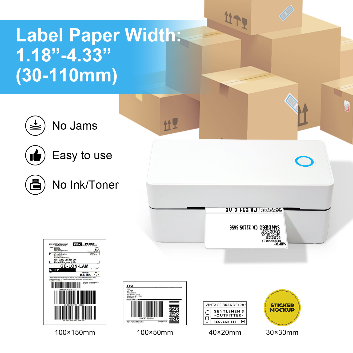 OEM 110mm 4×6インチ 直接感熱式 ワイヤレス接着 - Commercial Label Printing Machine のレビューと価格
