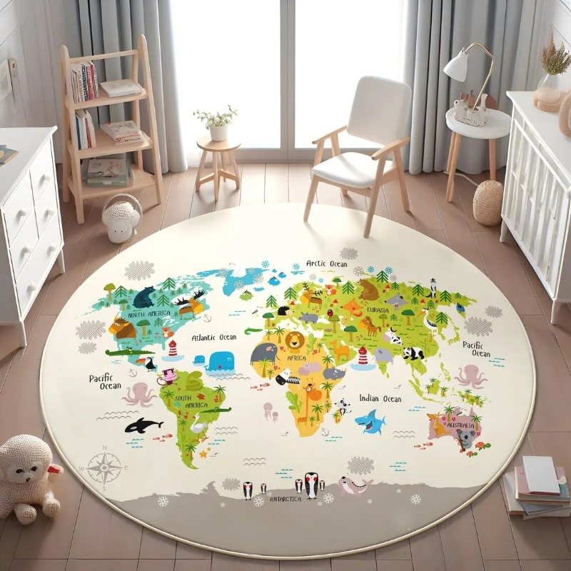   プレイラウンドフロアマット動物世界地図プリントカーペット - Commercial Printing Format のレビューと価格