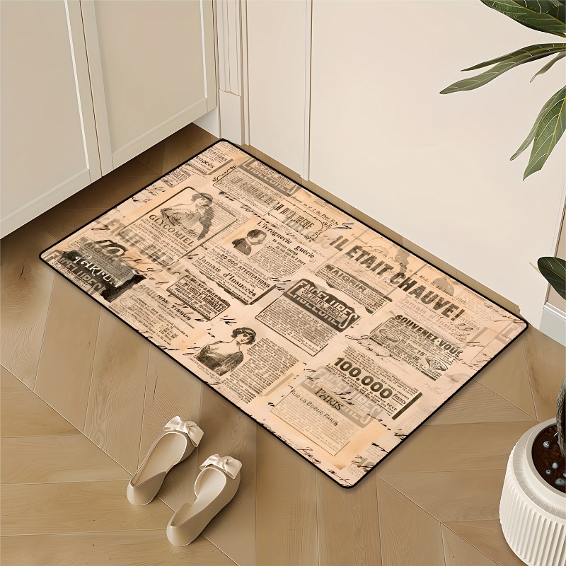 ヴィンテージフランス新聞プリントフランネルドアマットレトロア - Commercial Newspaper Printing のレビューと価格