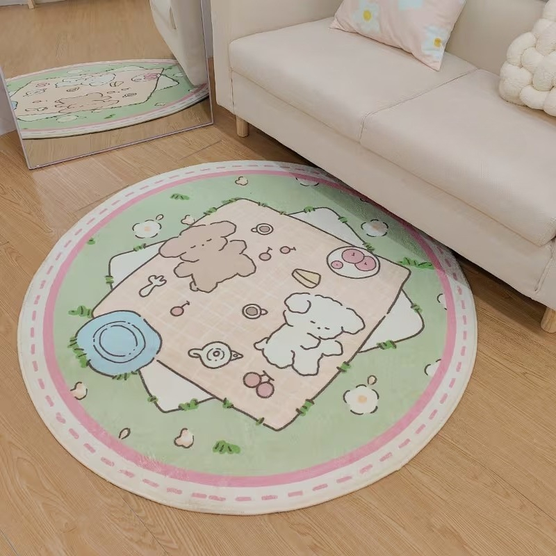 かわいいウサギクマケーキプリントラウンドラグソフト滑り止めカ - Commercial Printing Format のレビューと価格
